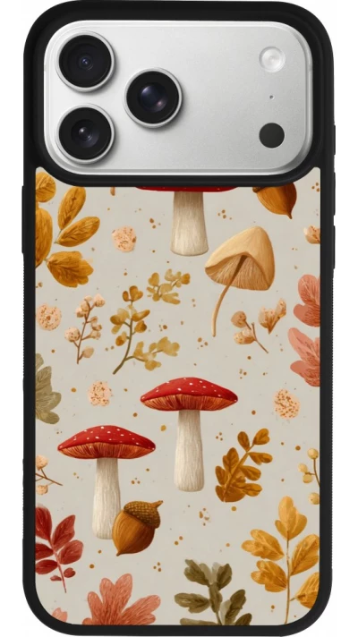 iPhone 17 Pro Max Case Hülle - Silikon schwarz Autumn 26 Mushrooms and leaves
