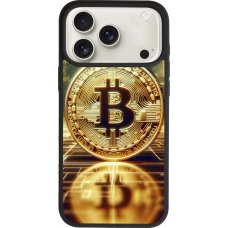 Coque iPhone 18 Pro Max / 17 Pro Max - Silicone rigide noir Bitcoin Standing