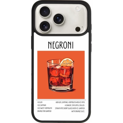 Coque iPhone 17 Pro Max - Silicone rigide noir Cocktail recette Negroni