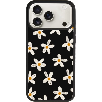 iPhone 17 Pro Max Case Hülle - Silikon schwarz Easter 2024 white on black flower