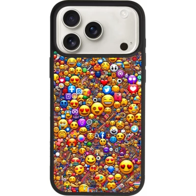 iPhone 17 Pro Max Case Hülle - Silikon schwarz Emoji gemischt