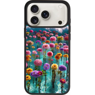 Coque iPhone 18 Pro Max / 17 Pro Max - Silicone rigide noir Flower sea waves