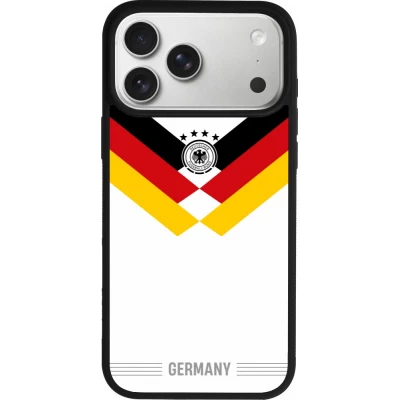 Coque iPhone 18 Pro Max / 17 Pro Max - Silicone rigide noir Maillot de football Allemagne 2026 personnalisable
