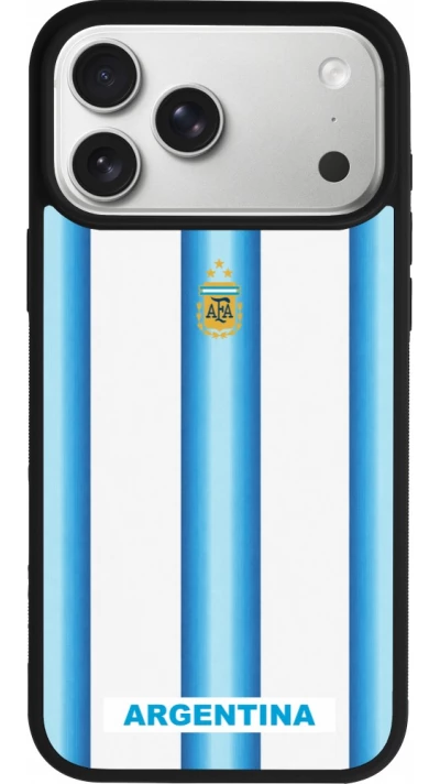 Coque iPhone 17 Pro Max - Silicone rigide noir Maillot de football Argentine 2026 personnalisable