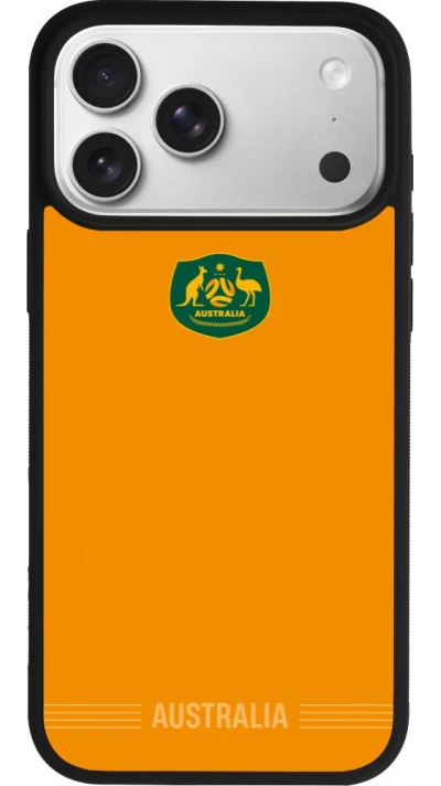 Coque iPhone 17 Pro Max - Silicone rigide noir Maillot de football Australie 2026 personnalisable