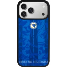 Coque iPhone 18 Pro Max / 17 Pro Max - Silicone rigide noir Maillot de football Bosnie-Herzégovine 2026 personnalisable