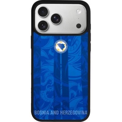 Coque iPhone 17 Pro Max - Silicone rigide noir Maillot de football Bosnie-Herzégovine 2026 personnalisable