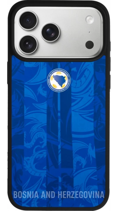 Coque iPhone 17 Pro Max - Silicone rigide noir Maillot de football Bosnie-Herzégovine 2026 personnalisable