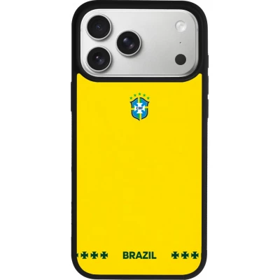 iPhone 17 Pro Max Case Hülle - Silikon schwarz Brasilien 2026 personalisierbares Fussballtrikot