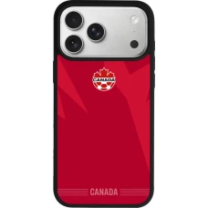 Coque iPhone 17 Pro Max - Silicone rigide noir Maillot de football Canada 2026 personnalisable