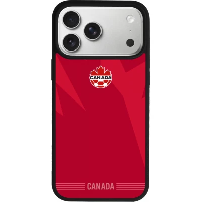 Coque iPhone 18 Pro Max / 17 Pro Max - Silicone rigide noir Maillot de football Canada 2026 personnalisable