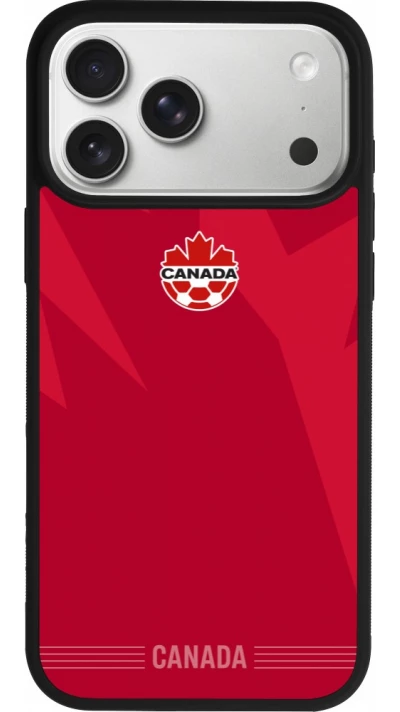 Coque iPhone 17 Pro Max - Silicone rigide noir Maillot de football Canada 2026 personnalisable