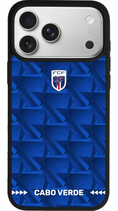 Coque iPhone 17 Pro Max - Silicone rigide noir Maillot de football Cap-Vert 2026 personnalisable