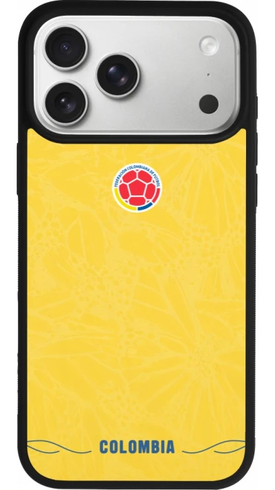 Coque iPhone 17 Pro Max - Silicone rigide noir Maillot de football Colombie 2026 personnalisable