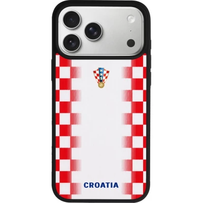 iPhone 17 Pro Max Case Hülle - Silikon schwarz Kroatien 2026 personalisierbares Fussballtrikot