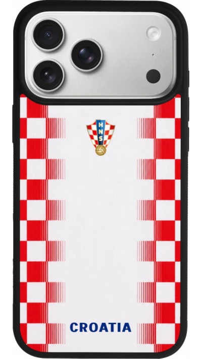 Coque iPhone 17 Pro Max - Silicone rigide noir Maillot de football Croatie 2026 personnalisable