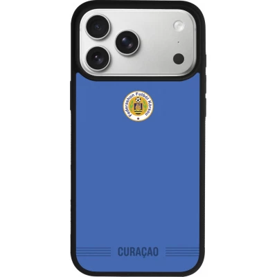 iPhone 17 Pro Max Case Hülle - Silikon schwarz Curaçao 2026 personalisierbares Fussballtrikot