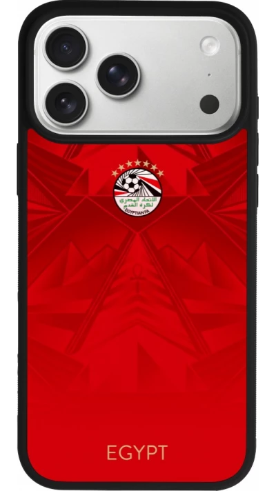 Coque iPhone 17 Pro Max - Silicone rigide noir Maillot de football Égypte 2026 personnalisable