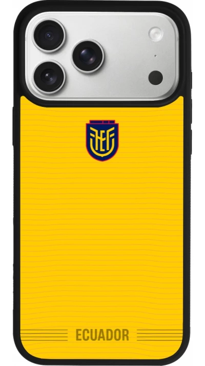 Coque iPhone 17 Pro Max - Silicone rigide noir Maillot de football Équateur 2026 personnalisable
