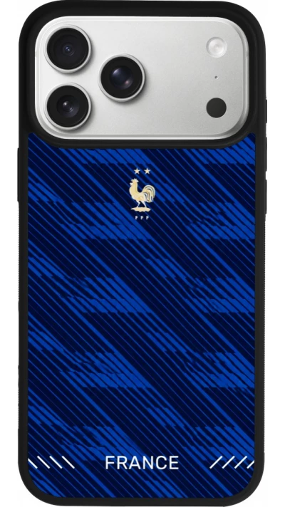 Coque iPhone 17 Pro Max - Silicone rigide noir Maillot de football France 2026 personnalisable