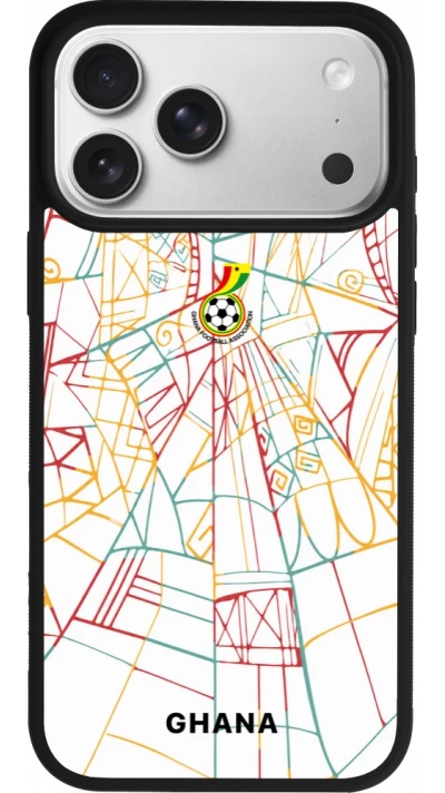 Coque iPhone 17 Pro Max - Silicone rigide noir Maillot de football Ghana 2026 personnalisable
