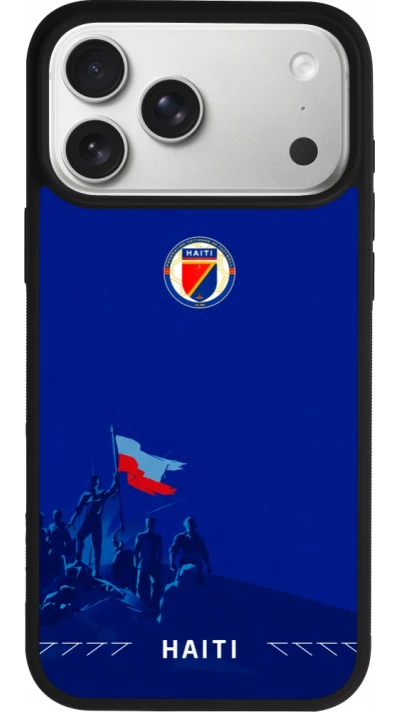 Coque iPhone 17 Pro Max - Silicone rigide noir Maillot de football Haïti 2026 personnalisable
