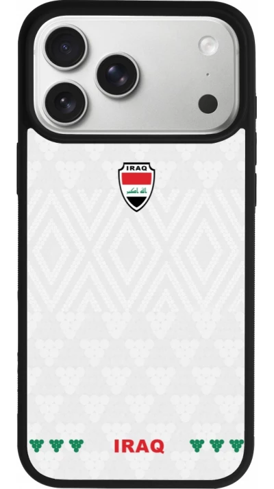Coque iPhone 17 Pro Max - Silicone rigide noir Maillot de football Irak 2026 personnalisable