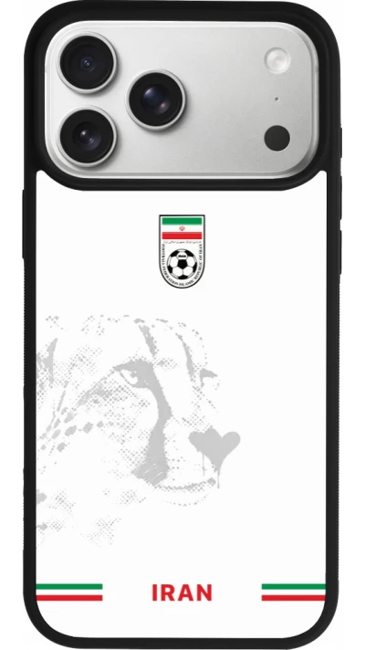 Coque iPhone 17 Pro Max - Silicone rigide noir Maillot de football Iran 2026 personnalisable