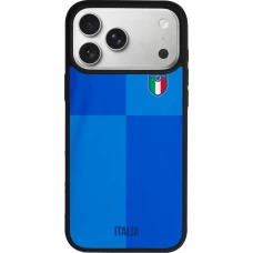Coque iPhone 17 Pro Max - Silicone rigide noir Maillot de football Italie 2022 personnalisable