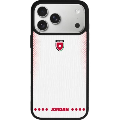 Coque iPhone 18 Pro Max / 17 Pro Max - Silicone rigide noir Maillot de football Jordanie 2026 personnalisable