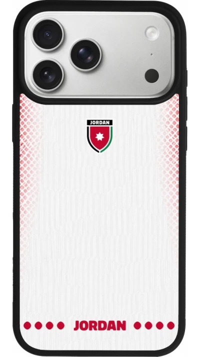 Coque iPhone 17 Pro Max - Silicone rigide noir Maillot de football Jordanie 2026 personnalisable