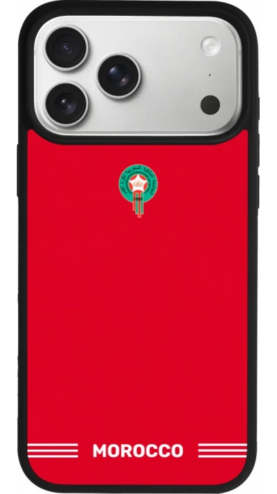 Coque iPhone 17 Pro Max - Silicone rigide noir Maillot de football Maroc 2026 personnalisable