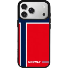 Coque iPhone 17 Pro Max - Silicone rigide noir Maillot de football Norvège 2026 personnalisable