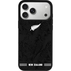 Coque iPhone 17 Pro Max - Silicone rigide noir Maillot de football Nouvelle-Zélande 2026 personnalisable
