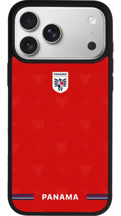 Coque iPhone 17 Pro Max - Silicone rigide noir Maillot de football Panama 2026 personnalisable