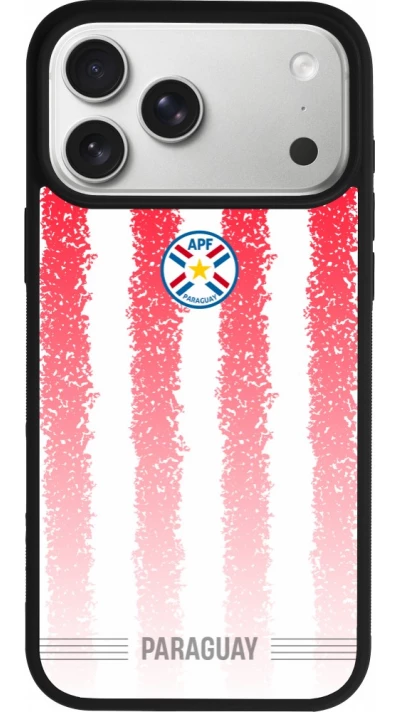 Coque iPhone 17 Pro Max - Silicone rigide noir Maillot de football Paraguay 2026 personnalisable