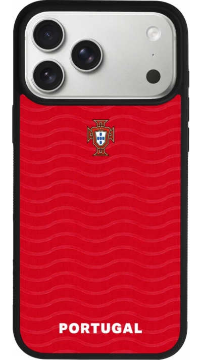 Coque iPhone 17 Pro Max - Silicone rigide noir Maillot de football Portugal 2026 personnalisable