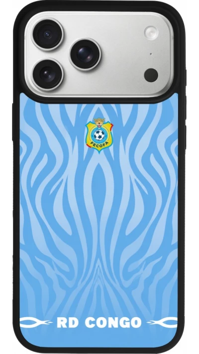 Coque iPhone 17 Pro Max - Silicone rigide noir Maillot de football République démocratique du Congo 2026 personnalisable