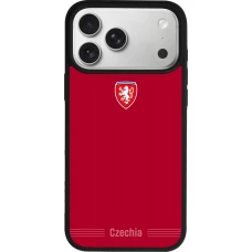 Coque iPhone 17 Pro Max - Silicone rigide noir Maillot de football Répuplique Tchèque 2026 personnalisable