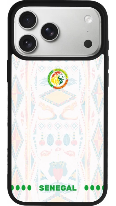 Coque iPhone 17 Pro Max - Silicone rigide noir Maillot de football Sénégal 2026 personnalisable