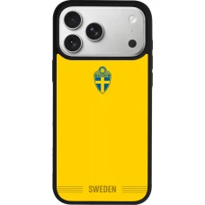 Coque iPhone 17 Pro Max - Silicone rigide noir Maillot de football Suède 2026 personnalisable