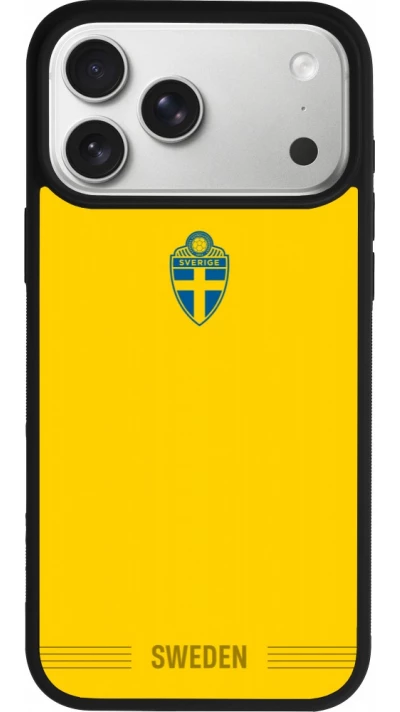 Coque iPhone 17 Pro Max - Silicone rigide noir Maillot de football Suède 2026 personnalisable