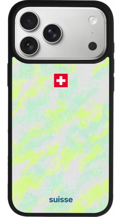 Coque iPhone 17 Pro Max - Silicone rigide noir Maillot de football Suisse Away 2026 personnalisable