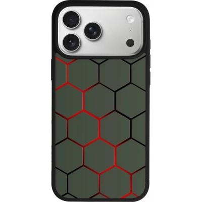 iPhone 17 Pro Max Case Hülle - Silikon schwarz Geometric Line red