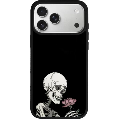 iPhone 17 Pro Max Case Hülle - Silikon schwarz Halloween 2023 rose and skeleton