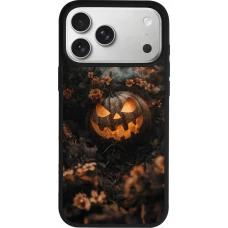 iPhone 17 Pro Max Case Hülle - Silikon schwarz Halloween 2025 Pumpkin with flowers