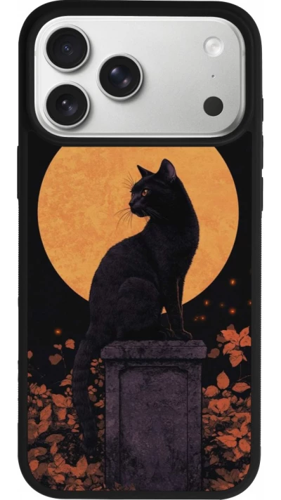 iPhone 18 Pro Max / 17 Pro Max Case Hülle - Silikon schwarz Halloween 2026 Cat Art Nouveau