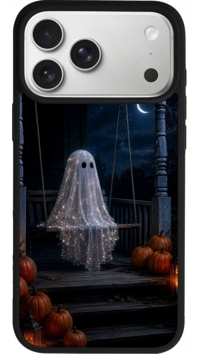 iPhone 18 Pro Max / 17 Pro Max Case Hülle - Silikon schwarz Halloween 2026 Ghost on a swing