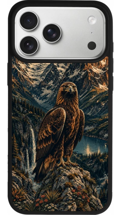 iPhone 17 Pro Max Case Hülle - Silikon schwarz Linocut Steinadler
