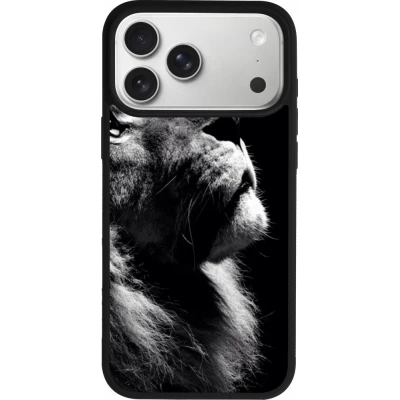 Coque iPhone 17 Pro Max - Silicone rigide noir Lion looking up